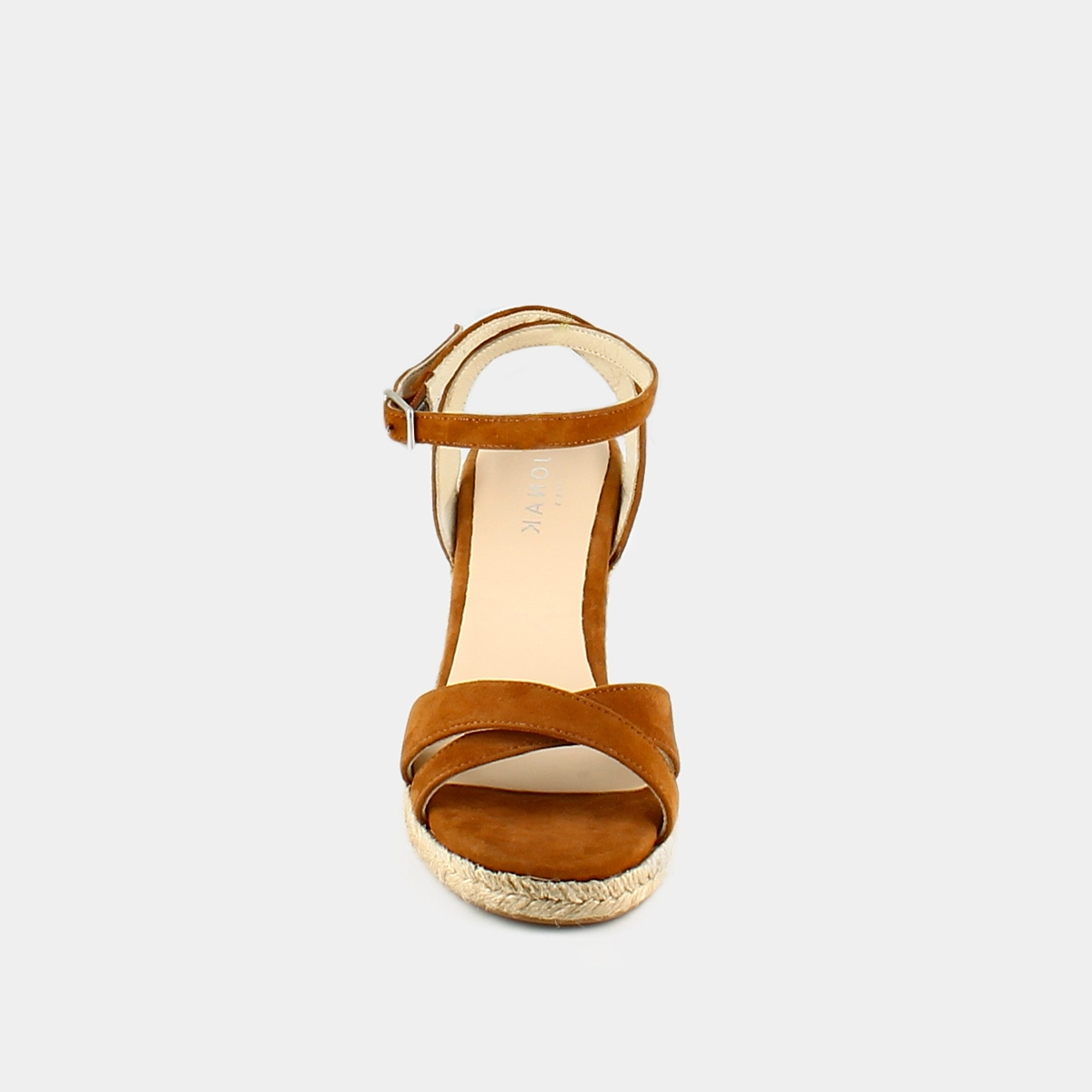 Espadrilles with high heels and straps in cognac leather | SIBEL