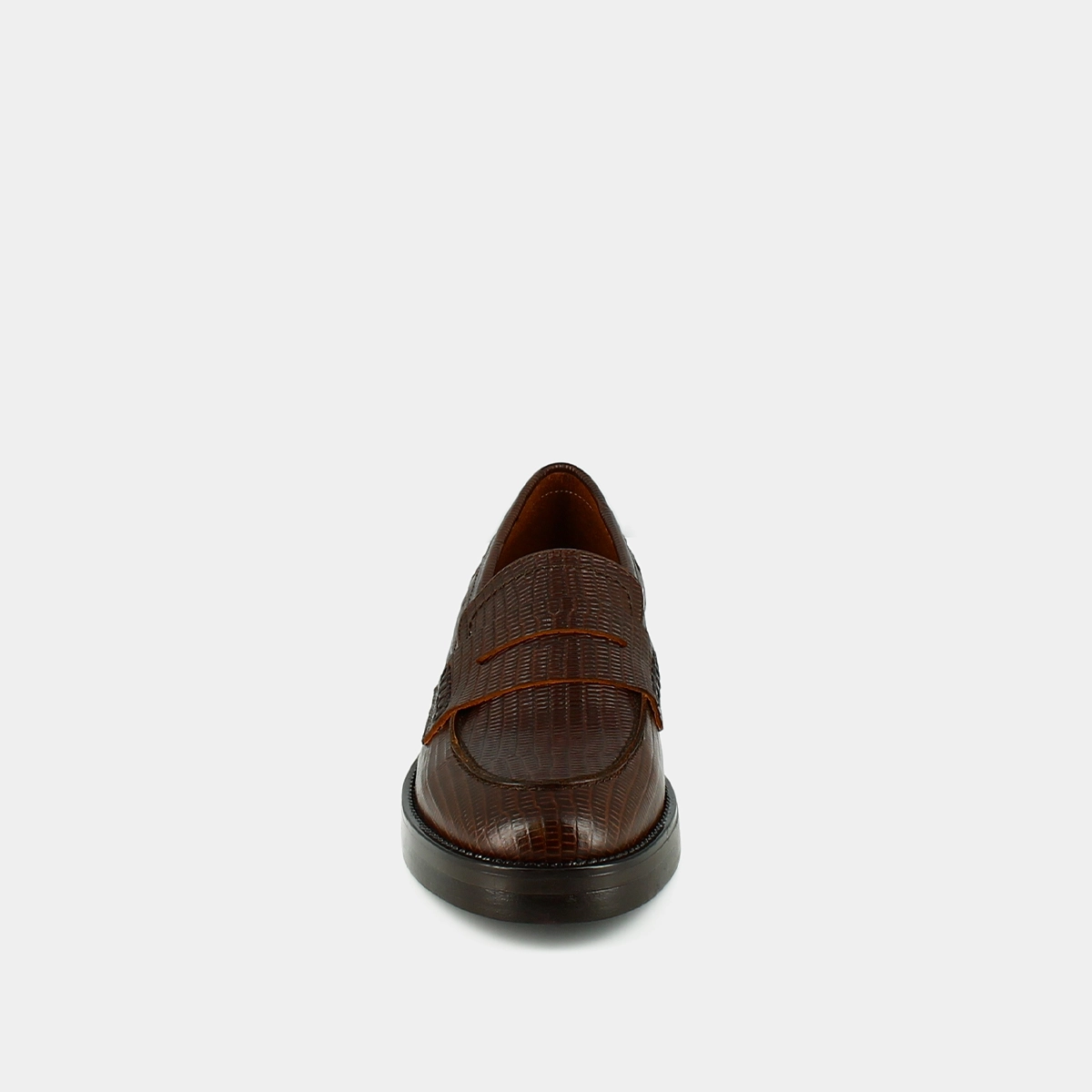 Round-toed loafers in brown reptile leather | MIRNA