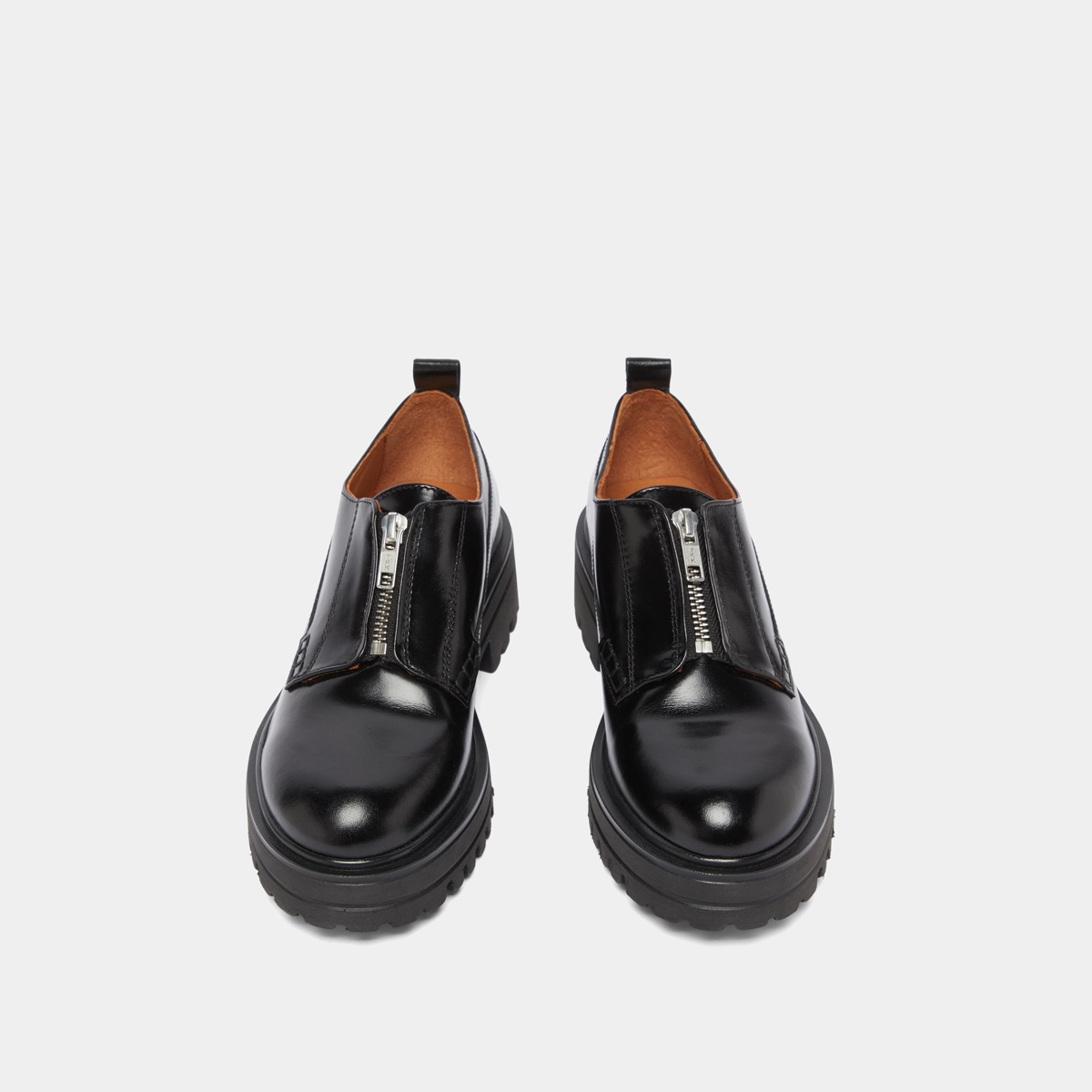 Derbies with zips and notched soles in black leather | ANTALYA