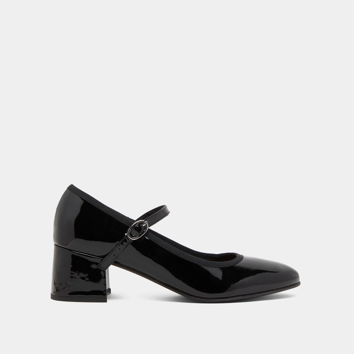 Heeled slippers in black patent leather | DALMATIE