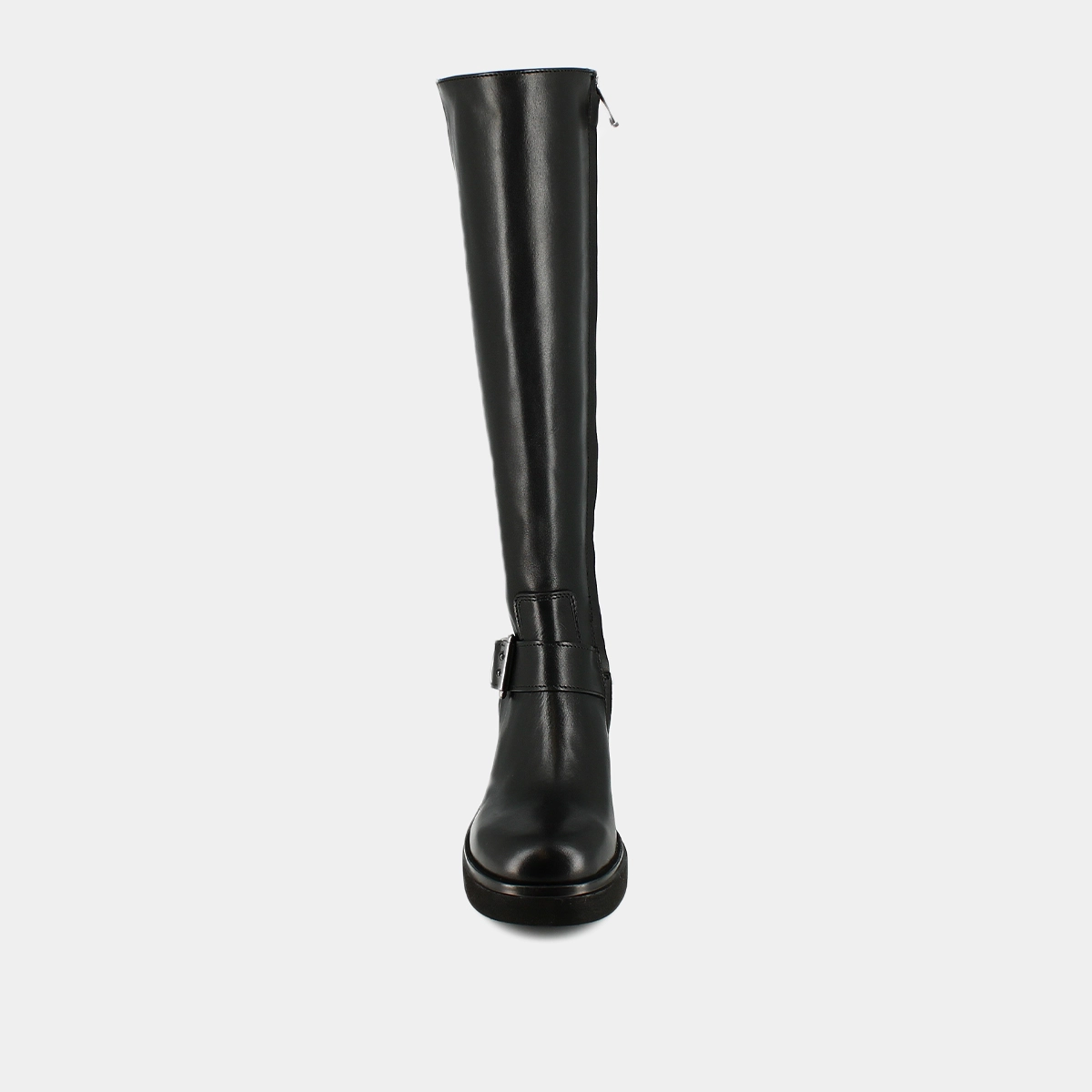 Boots with thick soles and side buckles in black leather | RODEZ