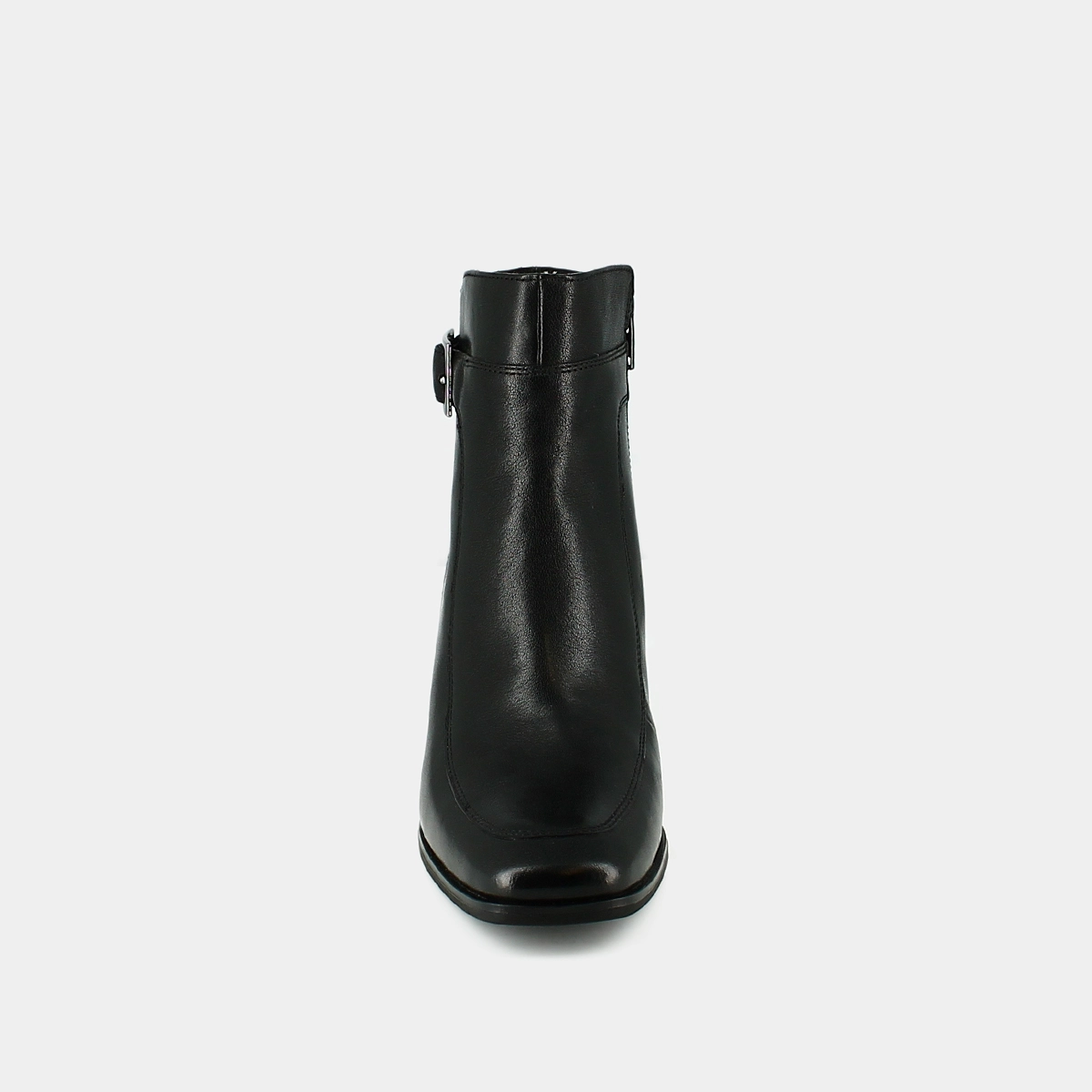Heeled boots with buckles in black leather | ADRIETTE