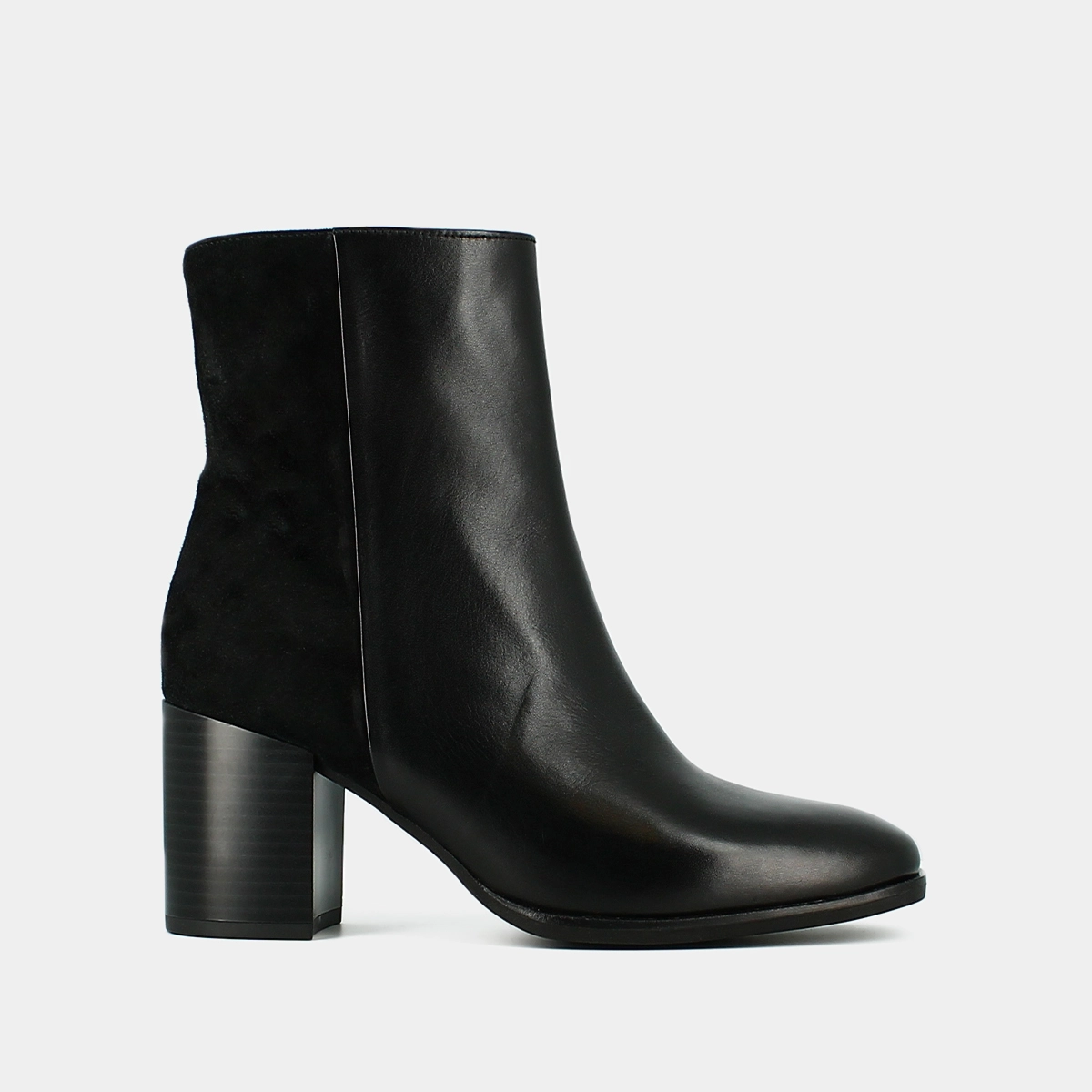 Heeled boots in black leather and velvet | ALBAN