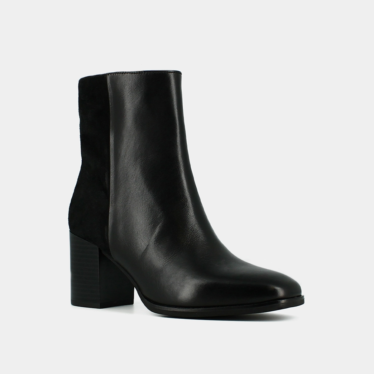 Heeled boots in black leather and velvet | ALBAN