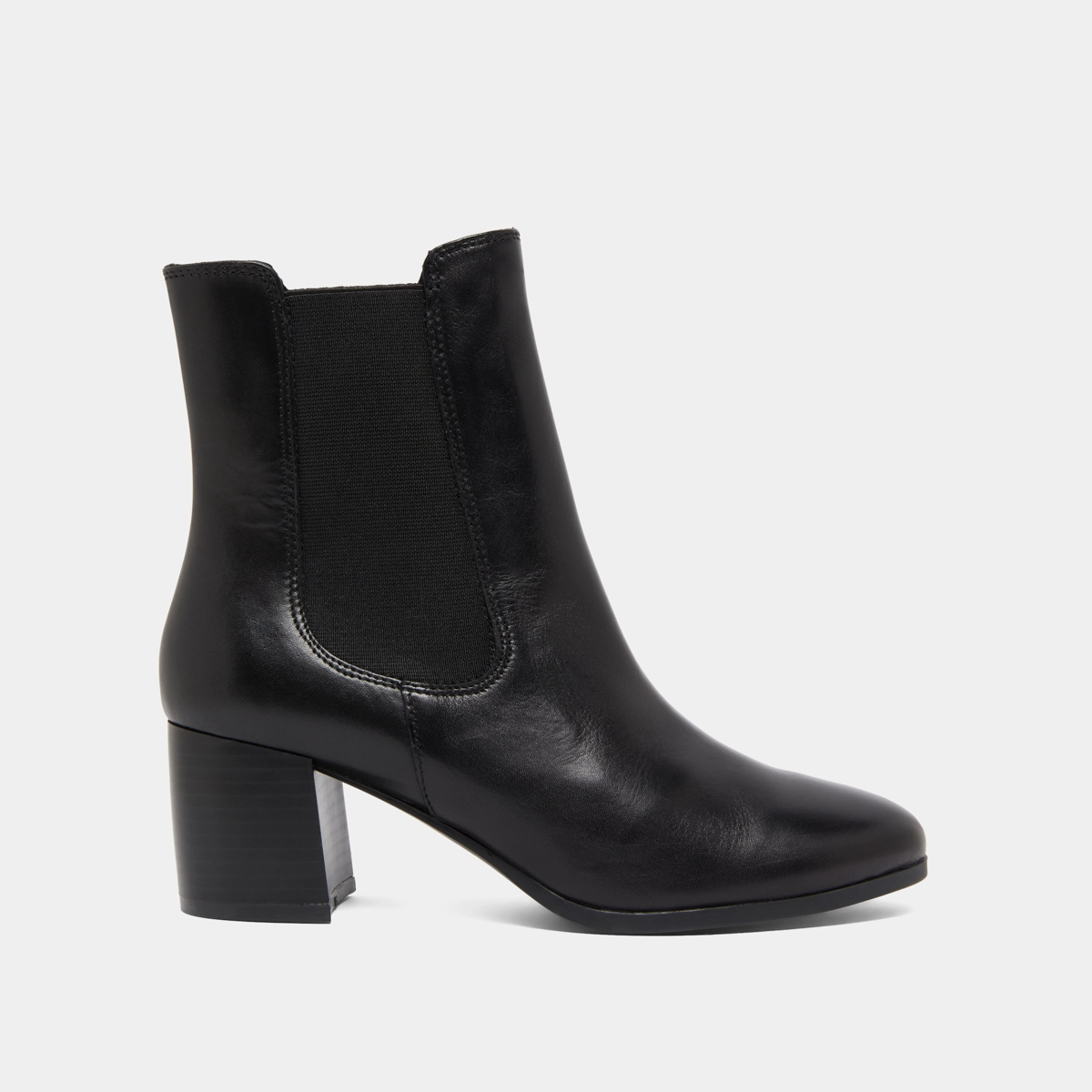 Boots with heels and elastic in black leather | ALDERIC
