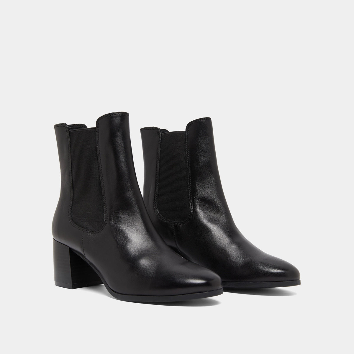 Boots with heels and elastic in black leather | ALDERIC
