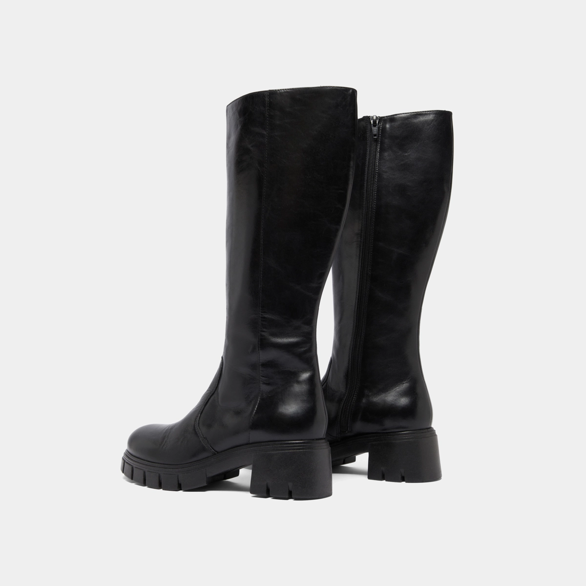 Boots with notched soles in black leather | ANTONIN