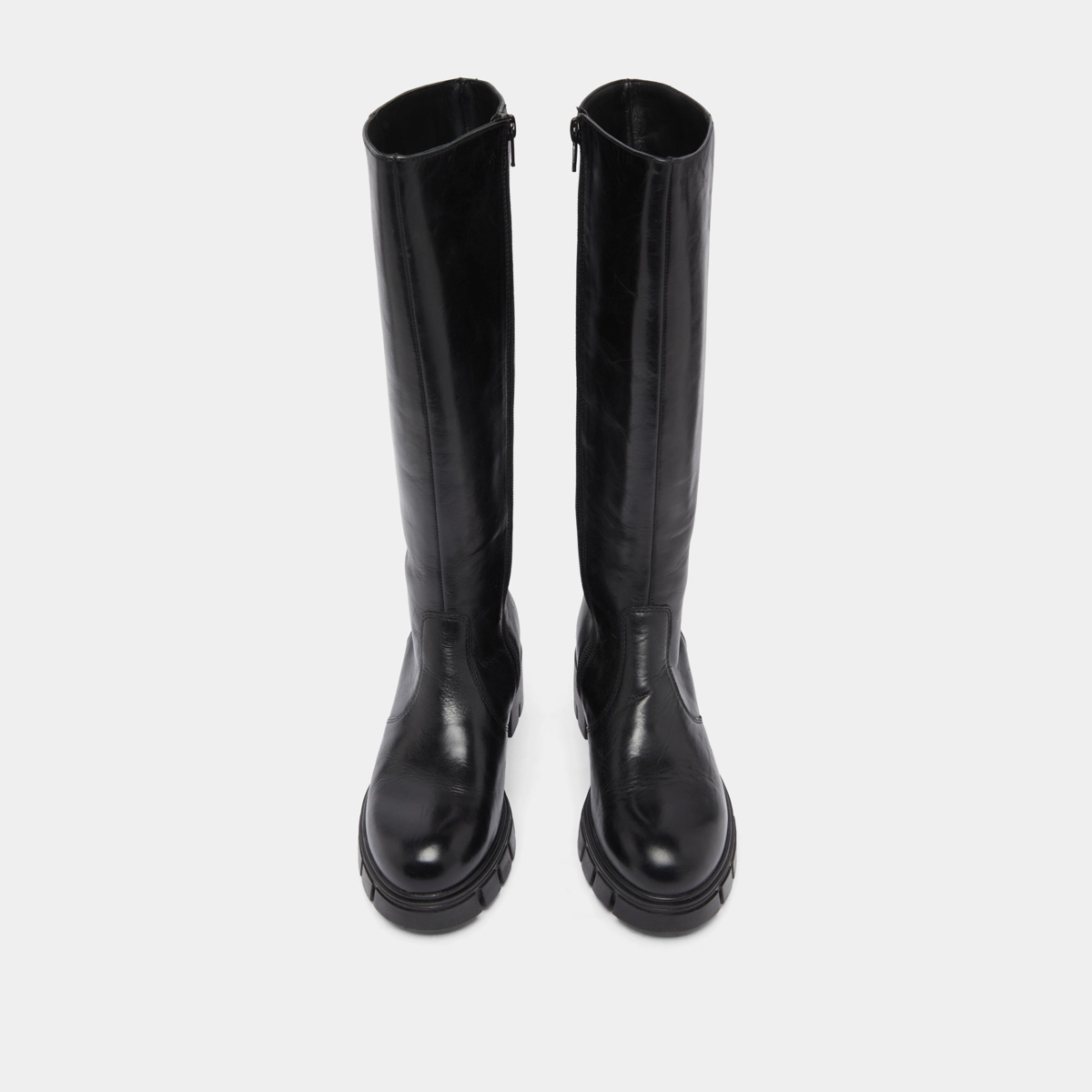 Boots with notched soles in black leather | ANTONIN