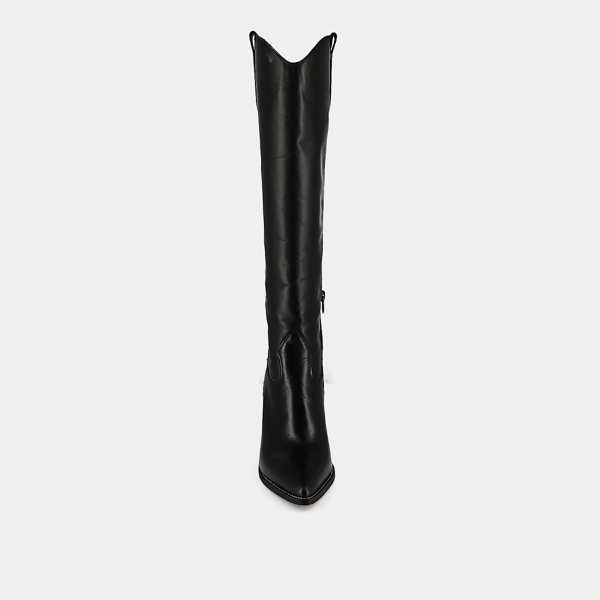 Pointed boots with heels in black leather | PAPRIKA