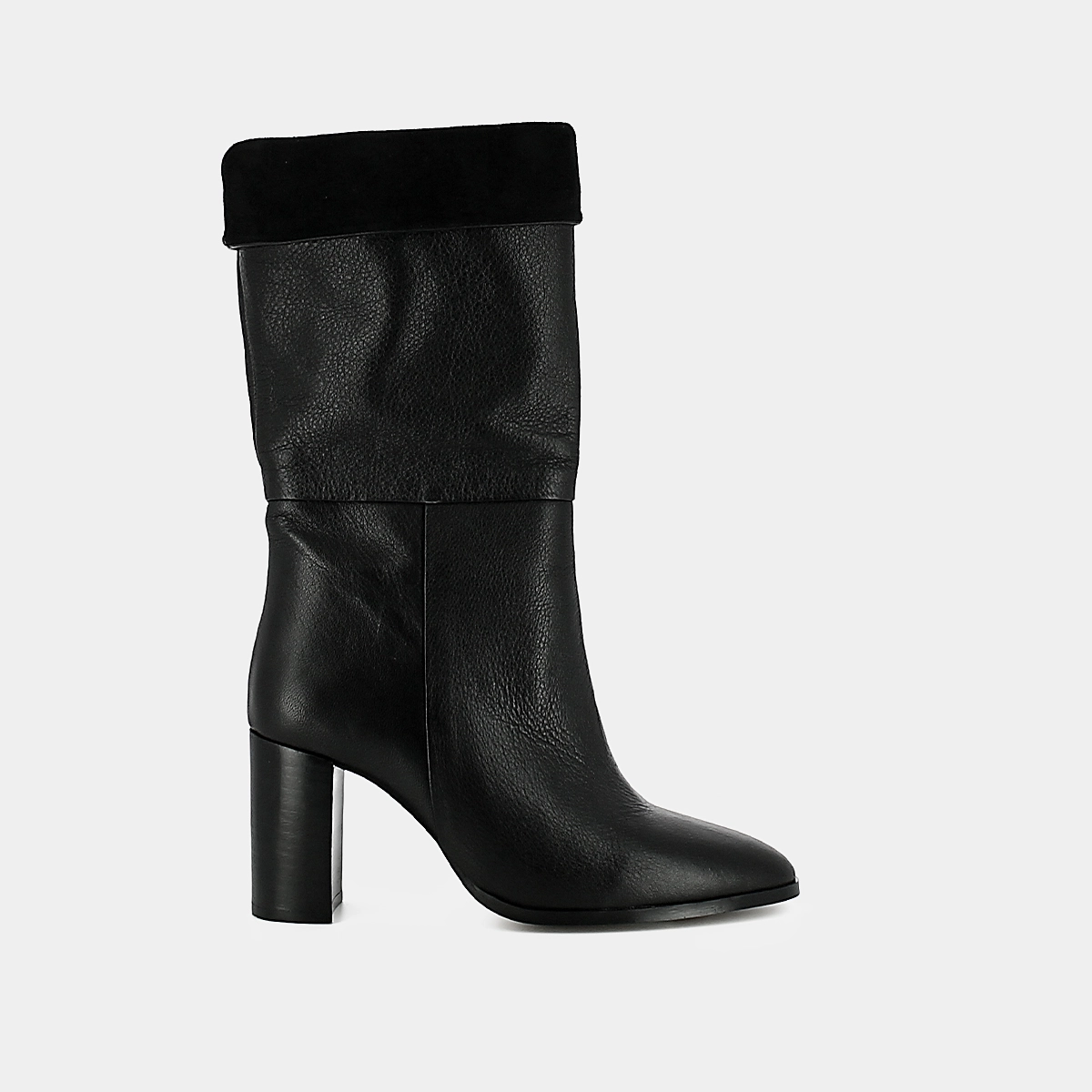 Pointed boots in burgundy leather and velvet | VANNES