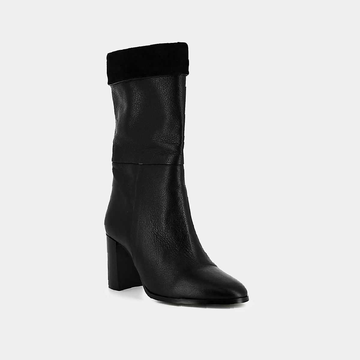 Pointed boots in burgundy leather and velvet | VANNES