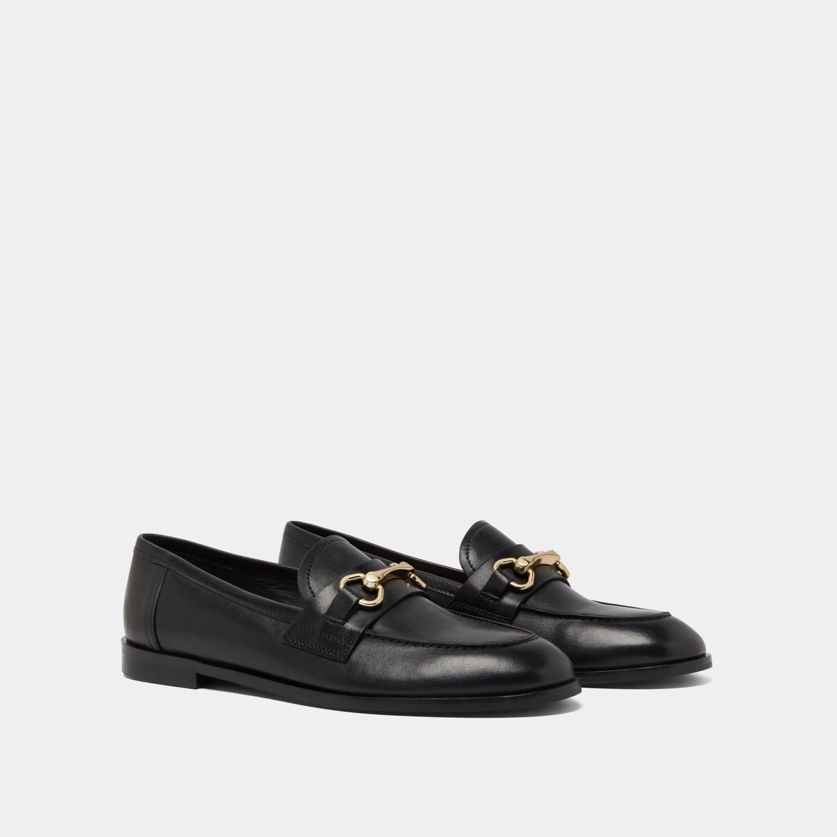 Loafers with gold bits in black leather | DRAGUIGNAN