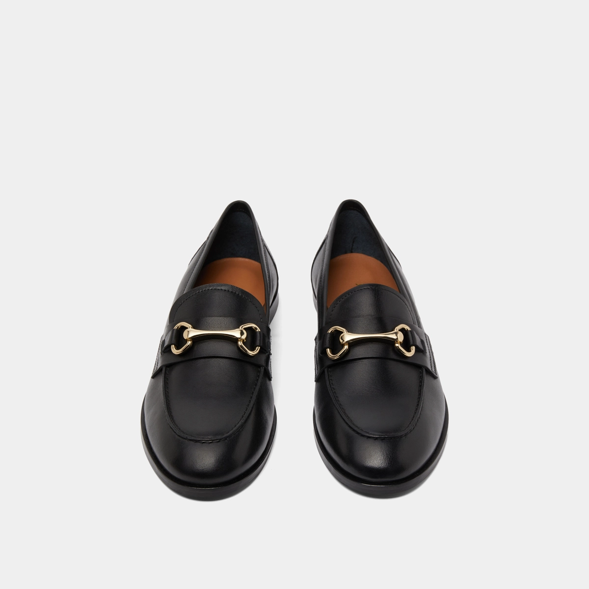 Loafers with gold bits in black leather | DRAGUIGNAN