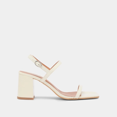 Open toe sandals in ecru leather | VIGNE