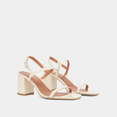 Open toe sandals in ecru leather | VIGNE