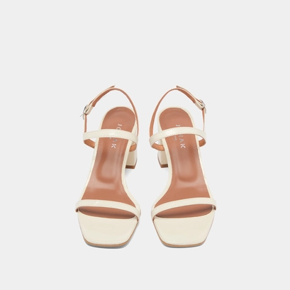 Open toe sandals in ecru leather | VIGNE