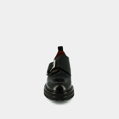 Derbies with buckles and notched soles in black shiny leather | AJACCIO