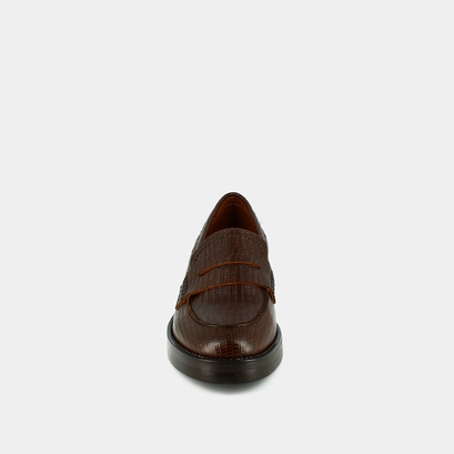 Round-toed loafers in brown reptile leather | mirna