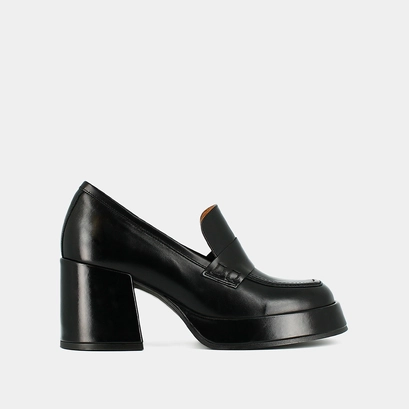 Platform loafers in black leather | brad