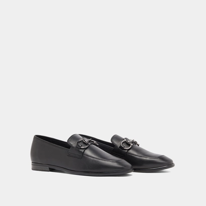 Loafers with square bits and boxes in black leather | amelle