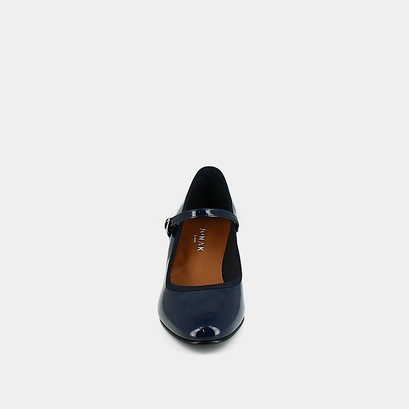 Heeled slippers in blue patent leather | dalmatie