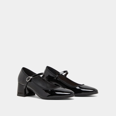 Heeled slippers in black patent leather | dalmatie
