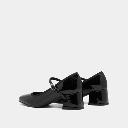 Heeled slippers in black patent leather | dalmatie