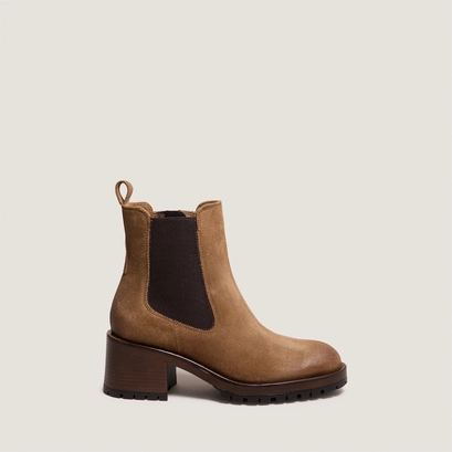 Lowboots with elastic bands in taupe suede | cecile