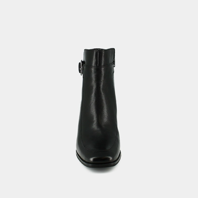 Heeled boots with buckles in black leather | adriette