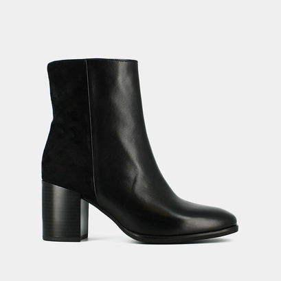Heeled boots in black leather and velvet | alban