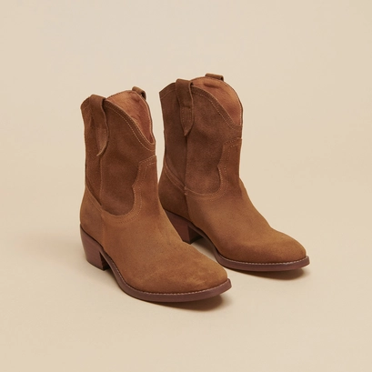 Oval-toe lowboots in cognac suede | marbella