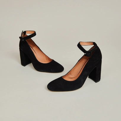 High-heeled slippers in black velvet | VARS