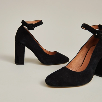 High-heeled slippers in black velvet | VARS
