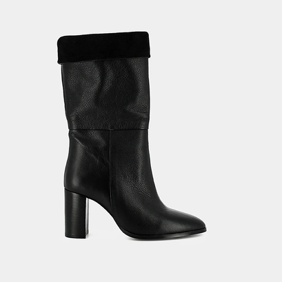 Pointed boots in burgundy leather and velvet | vannes