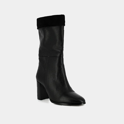 Pointed boots in burgundy leather and velvet | vannes