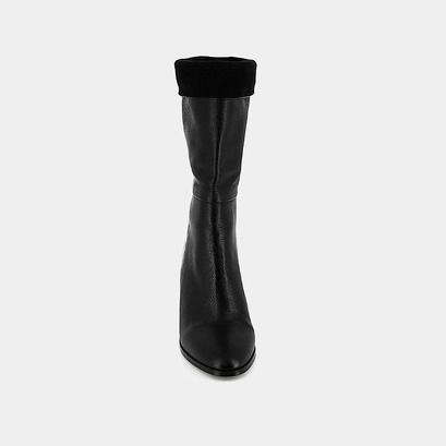 Pointed boots in burgundy leather and velvet | vannes