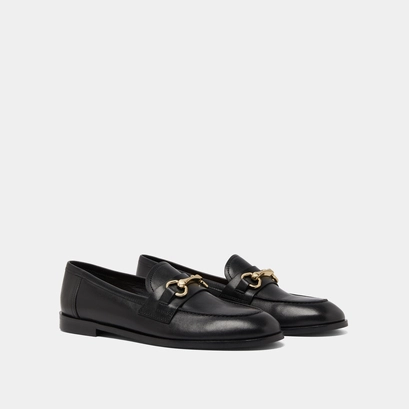 Loafers with gold bits in black leather | draguignan