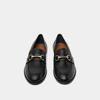 Loafers with gold bits in black leather | draguignan