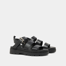 Platform sandals with buckles black