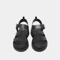 Platform sandals with buckles black