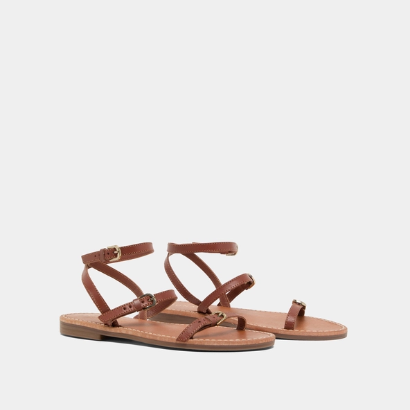 Straps sandals in cognac leather | WINDSOR