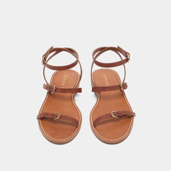 Straps sandals in cognac leather | WINDSOR