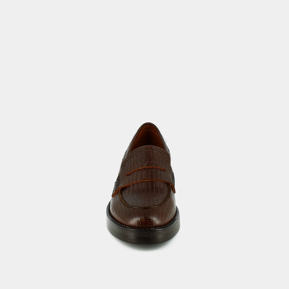 Round-toed loafers in brown reptile leather | MIRNA