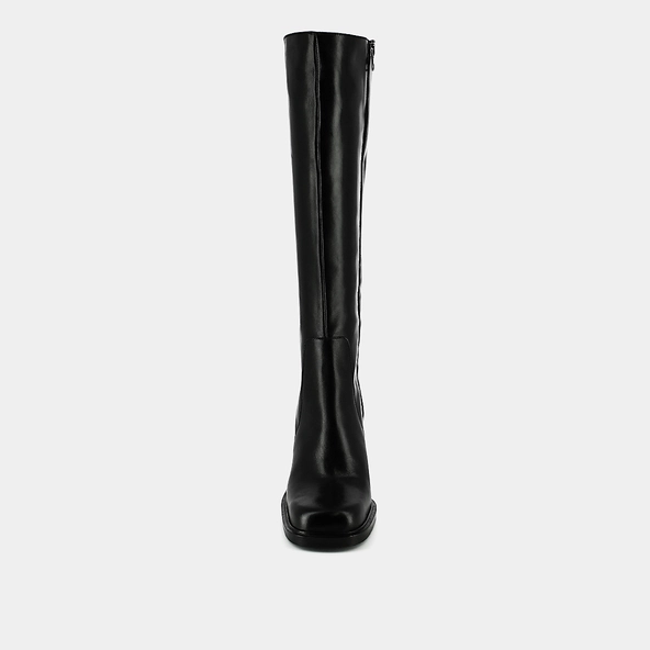 Boots with heels and square toes in black leather | BERTRAND