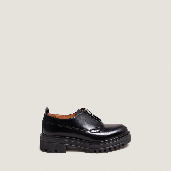 Derbies with zips and notched soles in black leather | ANTALYA