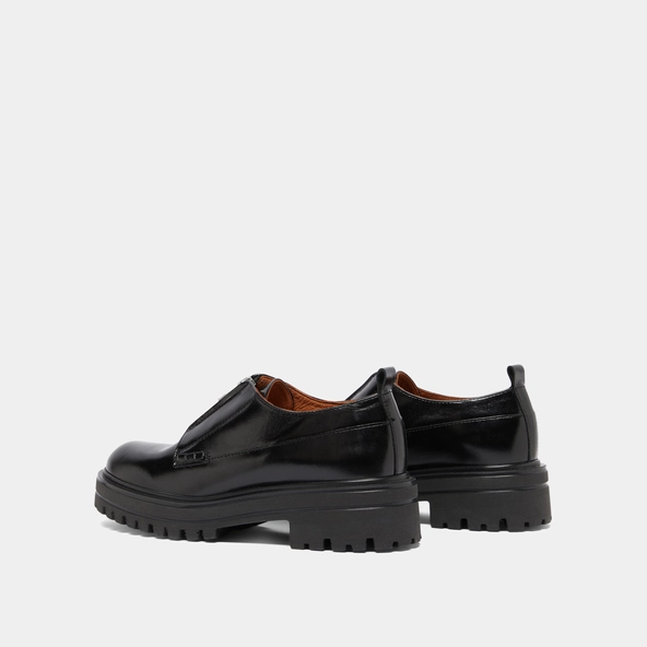 Derbies with zips and notched soles in black leather | ANTALYA