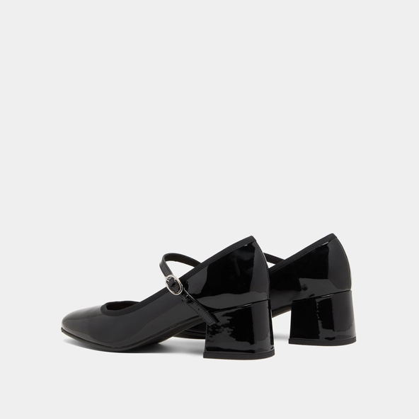 Heeled slippers in black patent leather | DALMATIE