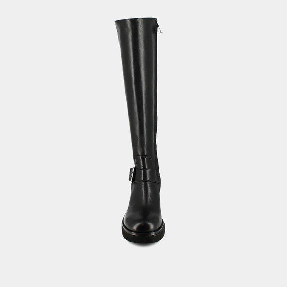 Boots with thick soles and side buckles in black leather | RODEZ