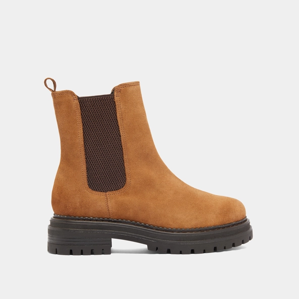 Boots with notched and elastic soles in cognac suede | ADALARD