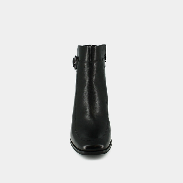 Heeled boots with buckles in black leather | ADRIETTE